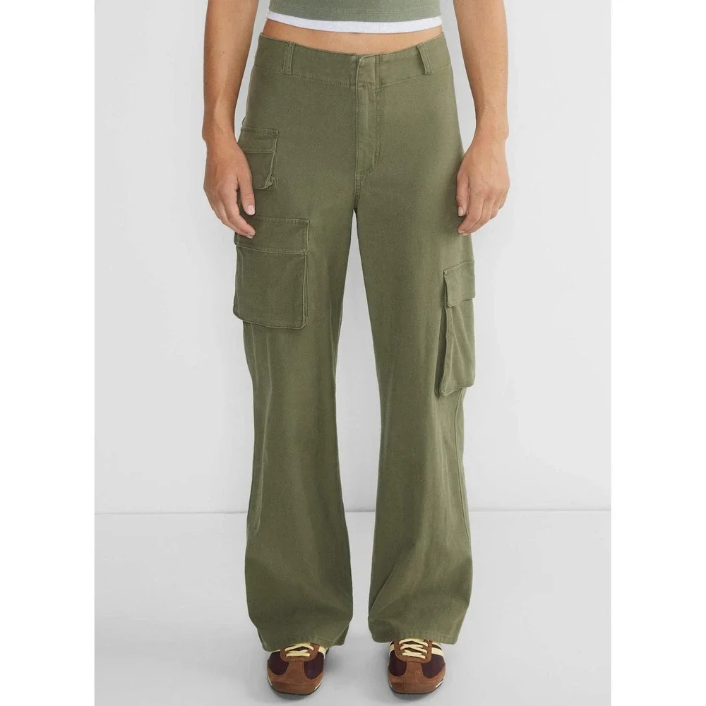 TNA Aritzia Picture Cargo Pant Olive Green High Rise Wide Leg Indie Y2K Size 0 - Picture 1 of 16